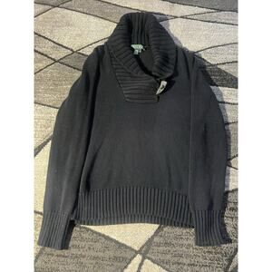 Lauren Ralph Lauren Sweater Womens Medium Black Wine Horn Button Shawl Collar